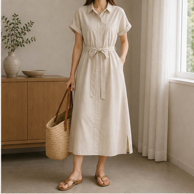 Relaxed Cotton Shirt Dress