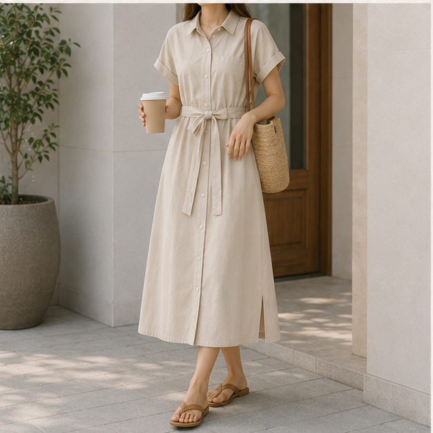 Relaxed Cotton Shirt Dress