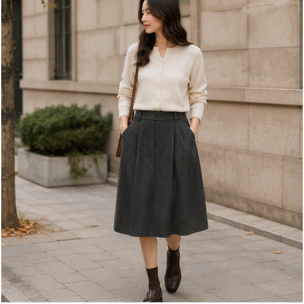 Casual Knee-Length Skirt