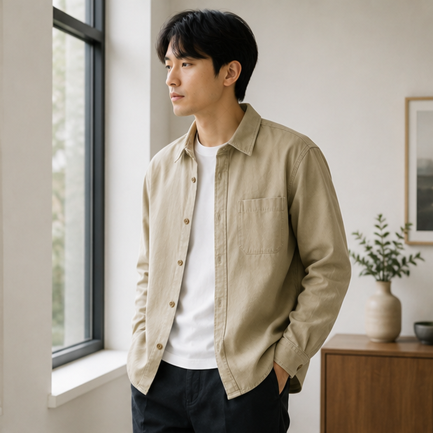 Cotton Button-Up Overshirt