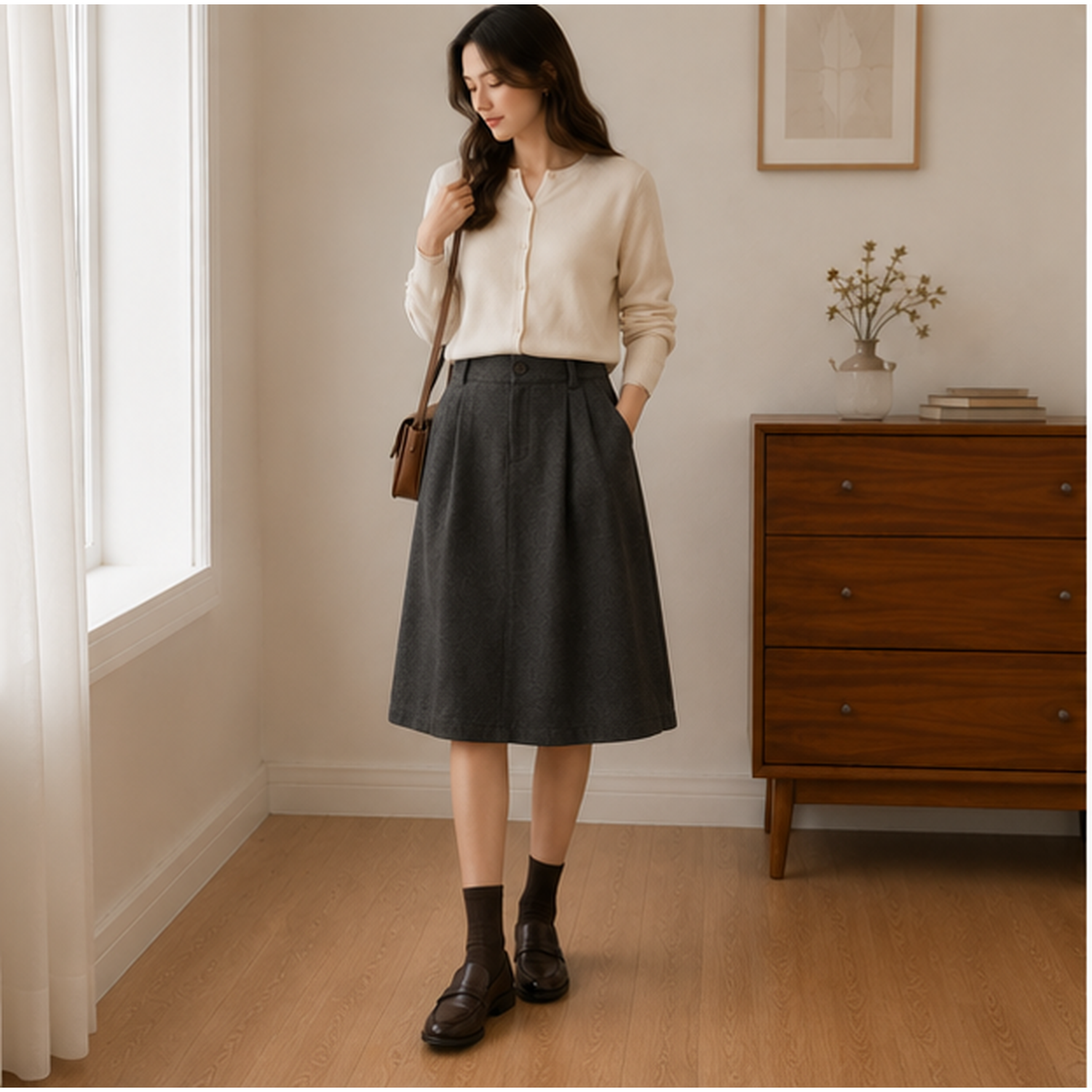 Casual Knee-Length Skirt